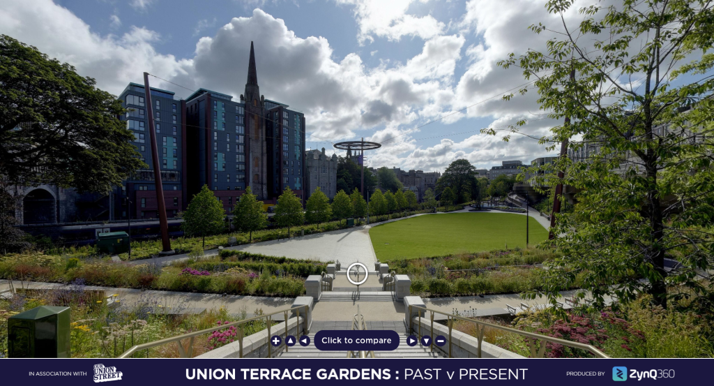 A view of Union Terrace Gardens, within the ZynQ 360 virtual tour.